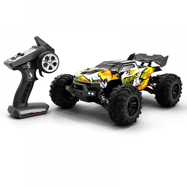 Masina cu telecomanda off road, RC SCY-16102 PRO, 4x4, motor fara perii, viteza 70 km/h, lumini LED, 2.4GHz, 1:16, baterie 7.4V 1500mAh, autonomie 18 min, culoare portocaliu
