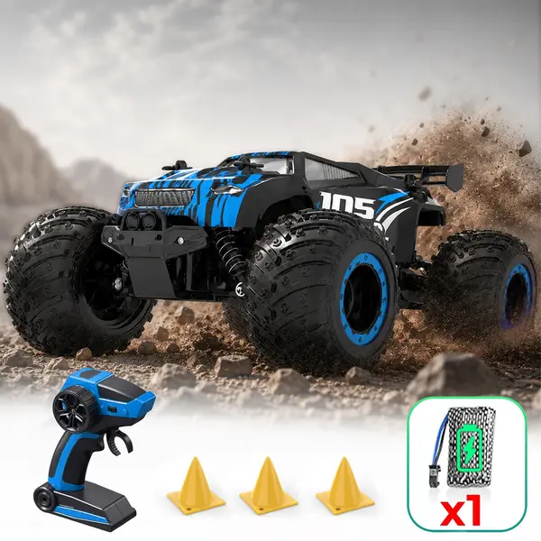 Masina cu telecomanda RC Off-Road Monster Truck Timebox, 20 km/h, 4WD, Albastru - Default Title