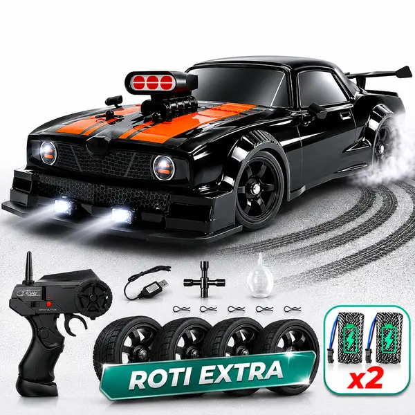 Masina cu telecomanda RC Timebox, 20km/h, 1:16, Drift car, Negru/Portocaliu - Default Title