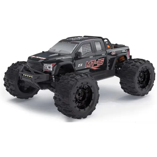 Masina cu telecomanda, ZD Racing MT-16 4WD, scara 1:16, 2.4G, viteza maxima 80km/h+, acumulator 3S 35C 2200mAh LiPo, motor Rocket 2845 fara perii 3600KV, autonomie 10-15 min, negru