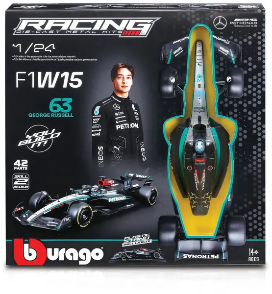 Mașină de asamblat Bburago - Mercedes GP F1 W15 EQ Performance Team, George Russell, 1:24