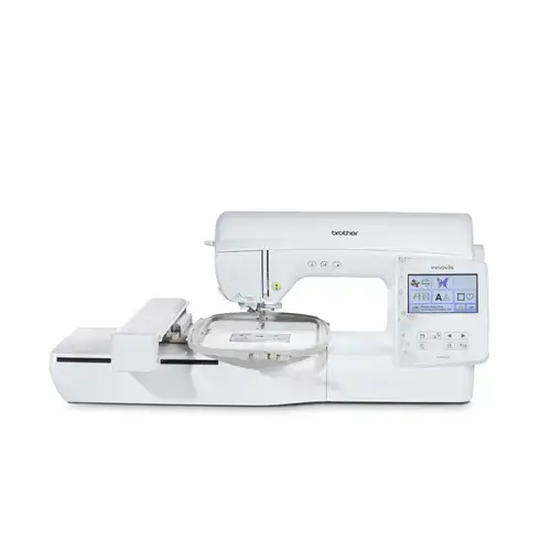 Masina de brodat Brother Innov-is NV880E, 258 modele broderie, 10 cusaturi x 14 chenare, 13 fonturi incluse, Wi-Fi, 850 imp/min (Alb)