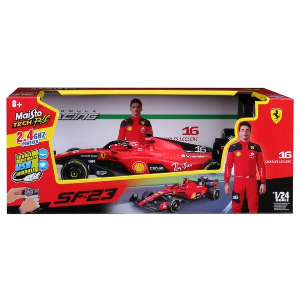 Masina de curse cu telecomanda, Maisto Tech, F-1 Ferrari SF23, 16 Charles Leclerc, 1:24