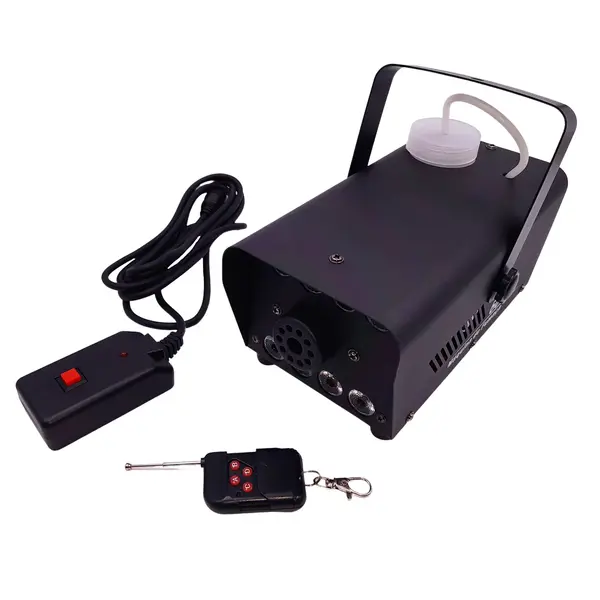 Masina de fum cu LED-uri DEPOX , Party Fiesta, 600 W, metalic, jocuri de lumini, negru, telecomanda inclusa