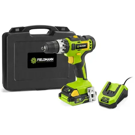 Masina de gaurit cu acumulator Fieldmann FDUV 70115-A, 1300 rpm, 35 Nm + Incarcator rapid + Baterie 2 Ah Incluse (Negru/Verde)