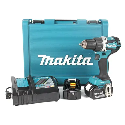 Masina de gaurit/insurubat cu percutie cu 2 acumulatori Makita DHP485RTJ
