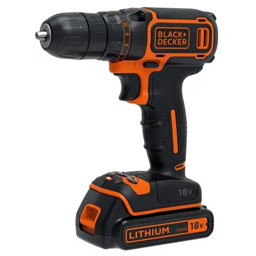 Masina de gaurit si insurbat pe acumulator Black & Decker BDCDC18K-QW, 18V, 650 RPM, 30 Nm cuplu maxim, valiza transport, acumulator 1.5 Ah, incarcator