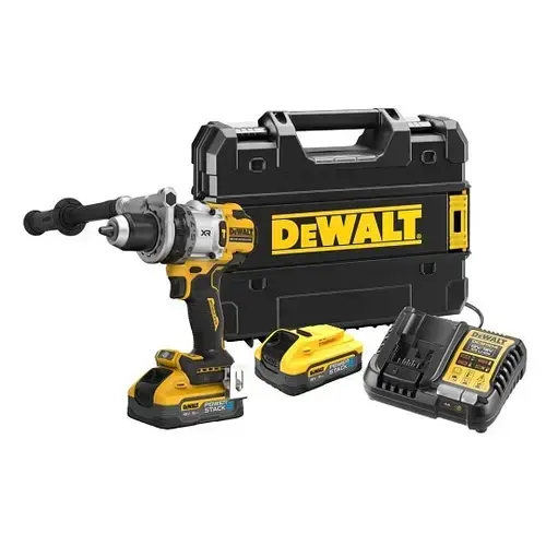 Masina de gaurit si insurubat, cu percutie, cu 2 acumulatori, 18 V, 5 Ah, DeWalt DCD1007H2T-QW, 2250 rpm, mandrina rapida, motor fara perii, cu valiza