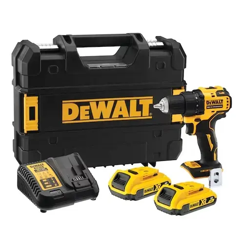Masina de gaurit si insurubat DeWalt DCD708D2T-QW, 2 acumulatori Li-Ion, 18 V, 340 W, 2.0 Ah, 1650 rpm, 65 Nm, incarcator, valiza (Galben/Negru)