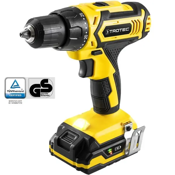Masina de gaurit si insurubat Trotec Germania PSCS 11 cu acumulator 20V, 25 Posibilitati setare, 2 Trepte viteza