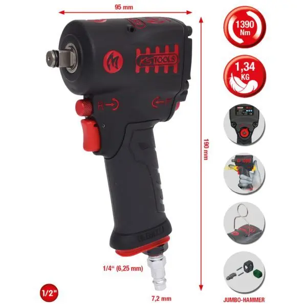 Mașină de înșurubat cu percuție (aer comprimat) KSTOOLS 515.1270