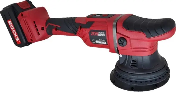 Masina de polish cu acumulator, taler 125mm, viteza max 5000 rot/min, orbita de 15mm, 1 acumulator 20V 4ah, incarcator, ROOKS