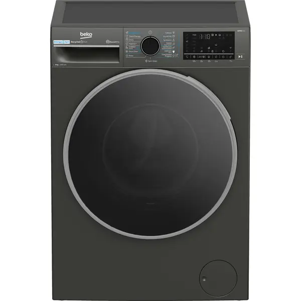 Masina de spalat rufe Beko B5WFU69415MB2ES, 9 kg, 1400 RPM, 15 programe, XL Door, Child Lock, HomeWhiz, Iron Fast, ProSmart Inverter, Manhattan Grey, Clasa A