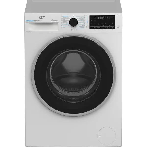 Masina de spalat rufe Beko B7WFU68418WB2ES, 8 kg, 1400 RPM, 15 programe, EnergySpin, HomeWhiz, Iron Fast, Motor ProSmart Inverter, Alb, Clasa A