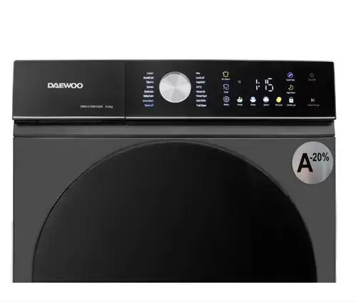 Masina de spalat rufe Daewoo DWD-CS8014SK, 8 kg, Motor inverter, 1400 rpm, Clasa A-30%, 16 programe, Butoane touch, Usa dubla neagra (Argintiu)