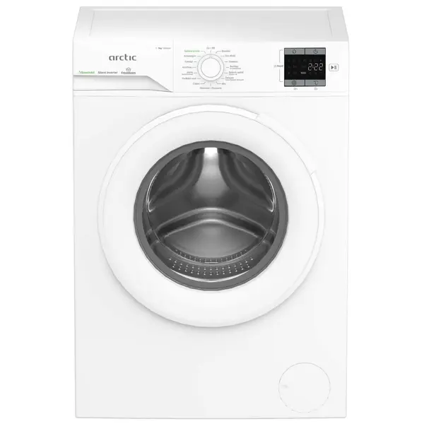 Masina de spalat rufe frontala Arctic APLM1WFSU19210W, 9 kg, 1200 RPM, Motor Silent Inverter, Drum Clean+Steam, Child Lock, Anticrease, Digital Display, Add-In, Clasa A