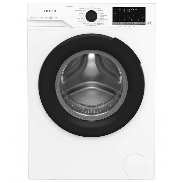 Masina de spalat rufe frontala Arctic APLM3WFSU39212W, 9 kg, 1400 RPM, Eco Wash, Motor Silent Inverter, Drum Clean+Steam, Child Lock, Anticrease, Digital Display, Add-In, Alb, Clasa A