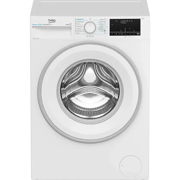 Masina de spalat rufe frontala Beko B3WFU410415WW ES, 1400 RPM, 10 Kg, Iron Fast, ProSmart Inverter, Recycled Tub, Hygiene+, SteamCure, Alb, Clasa A