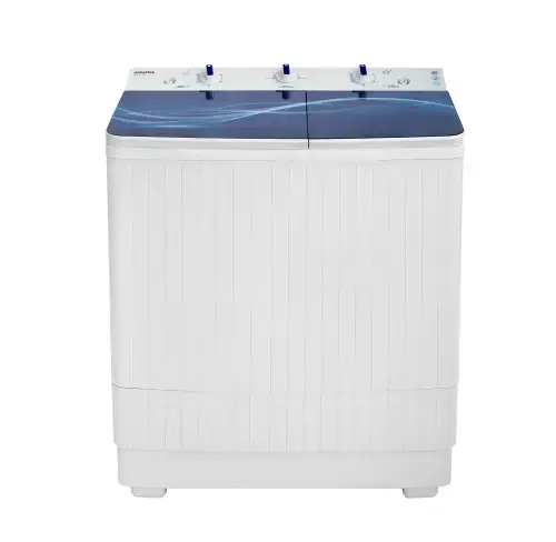 Masina de spalat rufe semi-automata Nobeltek NSWM 7.3B, 7 kg spalare, 3 kg stoarecere, 300W spalare, 148W stoarcere, evacuare apa uzata: prin cadere libera (Alb/Albastru)