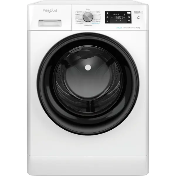 Masina de spalat rufe Whirlpool FFB 10469 BV EE, 1400 RPM, 10 kg, Clasa A, Steam Refresh, Tehnologia al-6lea Simt, Motor Inverter, Alb/Negru