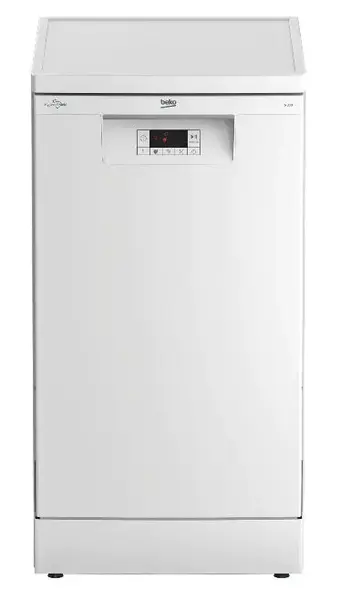 Masina de spalat vase Beko BDFS15020W, 10 seturi, 5 programe, Clasa E, Motor ProSmart™Inverter, Steam Gloss®, Flexible HalfLoad™, AutoGlassShield ®, Program Mini 30 minute, 45 cm (Alb)