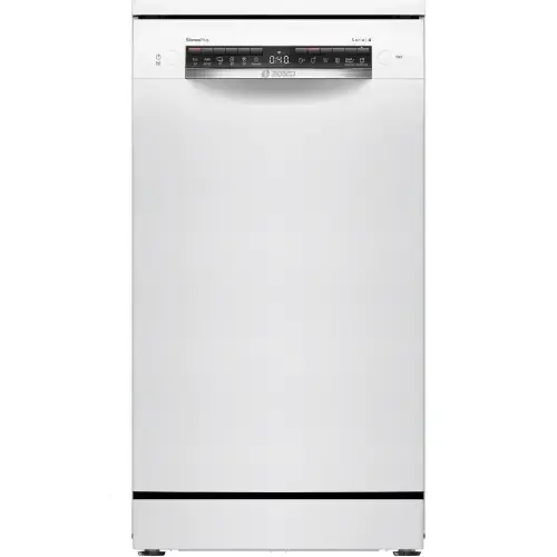 Masina de spalat vase Bosch SPS4HMW49E, 10 seturi, 6 programe, Home Connect, EcoSilence Drive, ExtraDry, Tab-count, Silence Plus,Sistem Rackmatic, Clasa E, 45 cm (Alb)