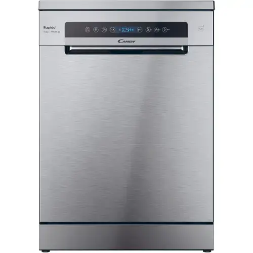 Masina de spalat vase Candy Rapido CF 4C6F0X, 14 seturi, 8 programe, Wi-Fi, Wash & Dry 35', Motor Speed-Drive Inverter, Automatic Open Door, Clasa C, 60 cm (Argintiu)