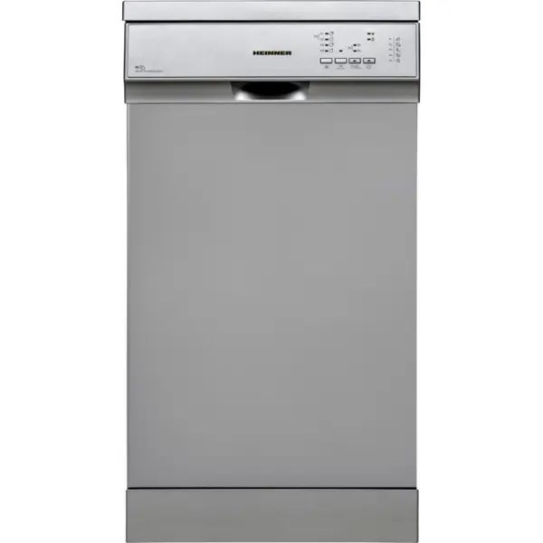 Masina de spalat vase Heinner HDW-FS4552DSE++, 10 seturi, Rapid 30’, Eco, Aquastop, Cos ajustabil, 11 l, 85 cm, Argintiu