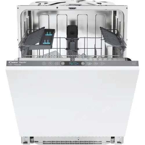 Masina de spalat vase incorporabila Candy Rapido CI 3C6F0A, 13 seturi, 8 programe, WiFi, Wash & Dry 35', Motor Speed-Drive Inverter, Automatic Open Door, Clasa C, 60 cm (Alb)