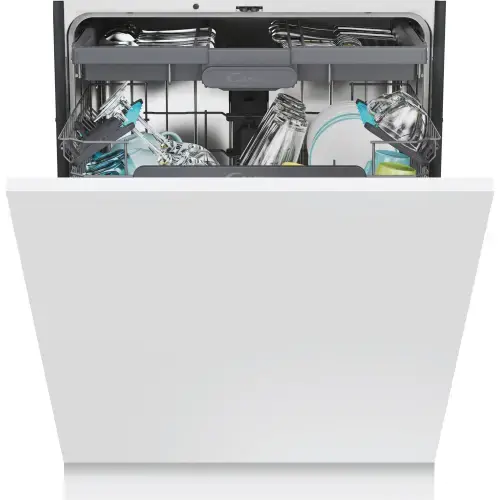 Masina de spalat vase incorporabila Candy Rapido CS 5C4F1A, 15 seturi, 8 programe, Clasa C, 3 cosuri, WiFi, Wash & Dry 35', Motor Speed-Drive Inverter , Automatic Open Door, MaxiTub, Aquastop, 60 cm (Alb)