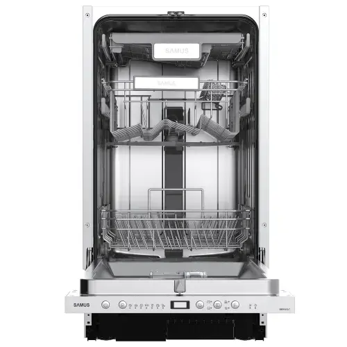 Masina de spalat vase incorporabila Samus SBDS410.7, 10 seturi, 7 programe, Clasa energetica E, Afisaj electronic (Argintiu)