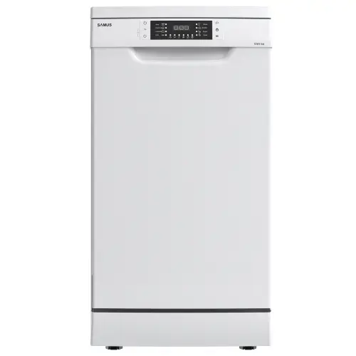 Masina de spalat vase Samus SDW410.8, 10 seturi, Latime 45 cm, 8 Programe, Clasa energetica E, Afisaj electronic (Alb)