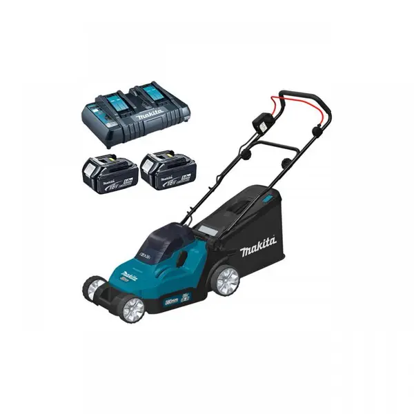 Masina de tuns iarba cu acumulatori 2x5.0Ah, 18V, 43cm, Makita, tip DLM432PT2, incarcator dual rapid