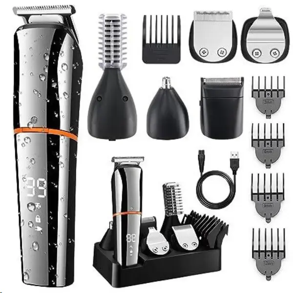 Mașină de Tuns și Ras Profesională 6 în 1 BIRAI® LK-860 – Trimmer Multifuncțional, Afișaj LED, Lame Titan, Autonomie 99 Min, Rezistent la Apă, Încărca