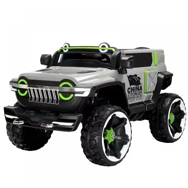 Masina electrica pentru copii, 4x4, 12V 10Ah, 2 locuri, off-road, telecomanda parinti, LED, Bluetooth, USB, Roti cauciuc EVA, scaun piele ecologica, editie premium, 140x78x86 cm, gri