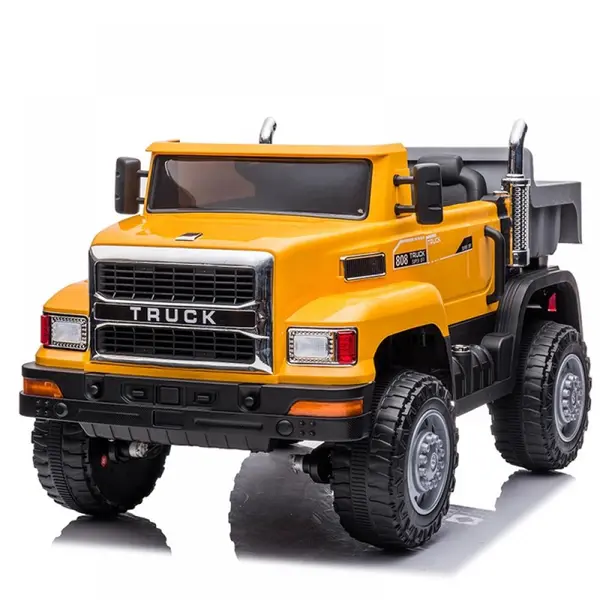 Masina electrica pentru copii, 4x4, 2 locuri, 4 motoare 380, Suspensii hidraulice, Baterie 12V 7Ah, Telecomanda multifunctionala, LED, Bluetooth si functii multimedia, Bena basculabila, 132 x 47 x 67 cm, Galben