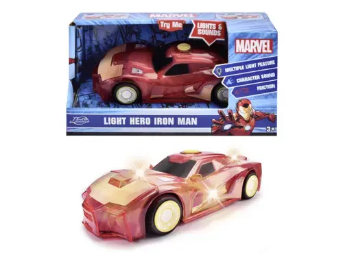 Masina Marvel Light Hero Iron Man, scara 1 la 32 (Rosu)