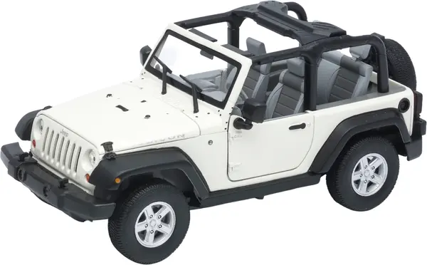 Mașină metalică Welly - 2007 Jeep Wrangler Rubicon, alb, 1:24
