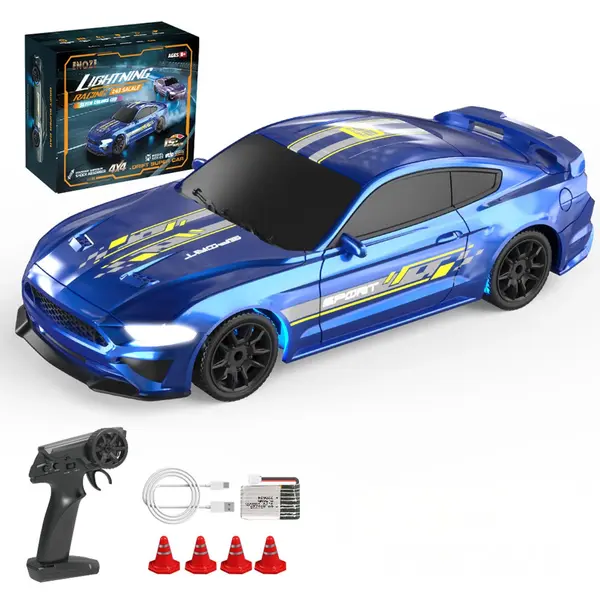 Masina RC Drift 1:43 cu Tractiune Integrala, 4 GHZ, Efecte Luminoase, Albastru - Default Title