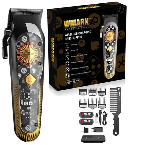 Mașină Tuns WMARK BIRAI® ROULETTE, Motor 9000 RPM, Lame Titan, Wireless, LED, 300 Min