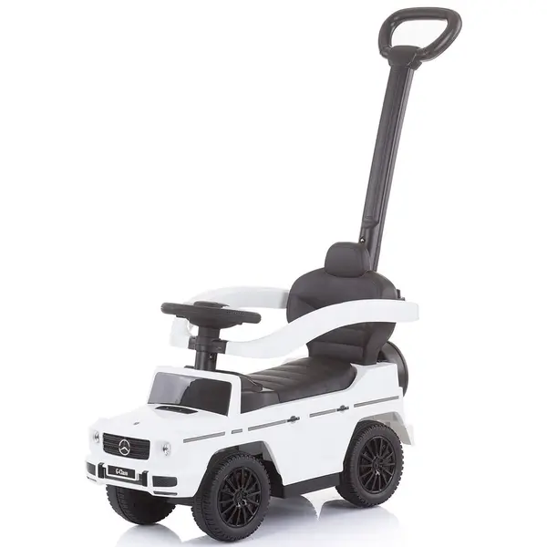Masinuta copii de impins Chipolino Mercedes G350 white cu maner si copertina detasabile, spatiu de depozitare sub sezut, suport pentru picioare retractabil, potrivita copiilor cu varsta mai mare de 1 an cu greutatea pana la 25 kg