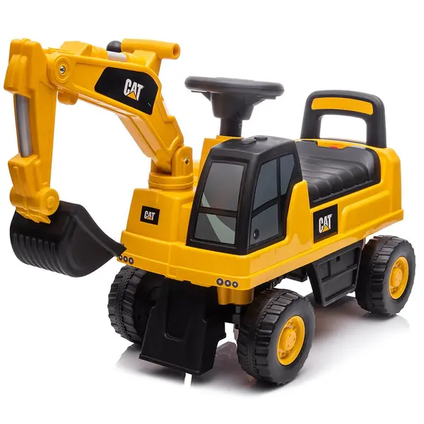 Masinuta de impins Chipolino CAT Excavator yellow, cu spatiu pentru depozitare, volan cu sunete, greutate admisa 25 kg