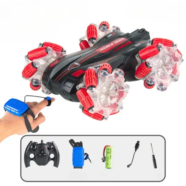 Masinuta de jucarie 4x4 cu control prin gesturi si telecomanda, off-road, fata dubla, lumini LED