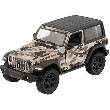 Masinuta die-cast Jeep Wrangler 2018, scara 1:34, cu functie pull-back, 12.5 cm lungime, cu capota, bej