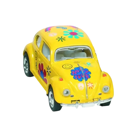 Masinuta Die Cast VW Beetle Classic, scara 1:64, lungime 6,5cm, cu print floral