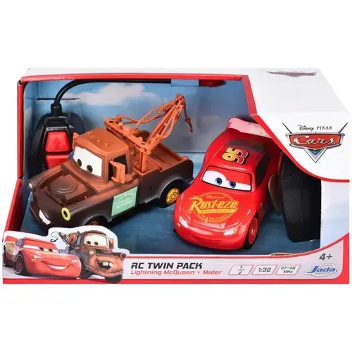 Masinuta Disney Cars - RC Single Drive Twin Pack, Lightning McQueen & Mater, 1:32