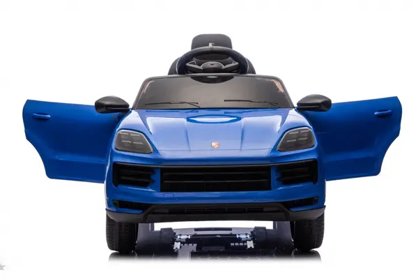 Masinuta electrica copii Porsche Cayenne Blue cu licenta,acumulator 12V,deschidere usi,unitate audio cu usbmp3bluetooth,faruri si stopuri led,pornire la buton,slow start,centura de siguranta
