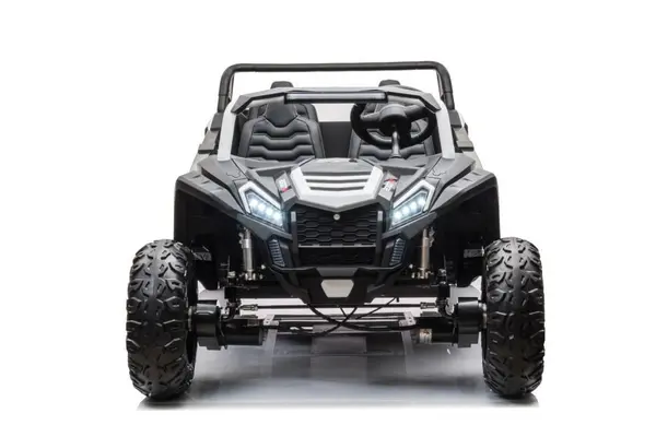 Masinuta electrica pentru copii Buggy A033 4x4 White, cu 4 motoare 150W fiecare, baterie 2x24V10Ah, roti din EVA, cu faruri si stopuri functionale, sistem audio integrat cu USB, MP3 AUX si radio FM, pana la 11 kmh