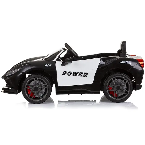 Masinuta electrica pentru copii Chipolino Police black 50W cu telecomanda, deschidere usi, lumini, sunete si pornire la cheie