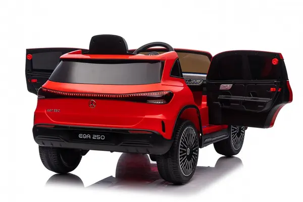 Masinuta electrica pentru copii cu licenta Mercedes Benz EQA Red,echipare premium,telecomanda 2,4G,roti EVA,scaun din piele,2 motoare,faruri si stopuri cu LED,deschidere usi,suspensii